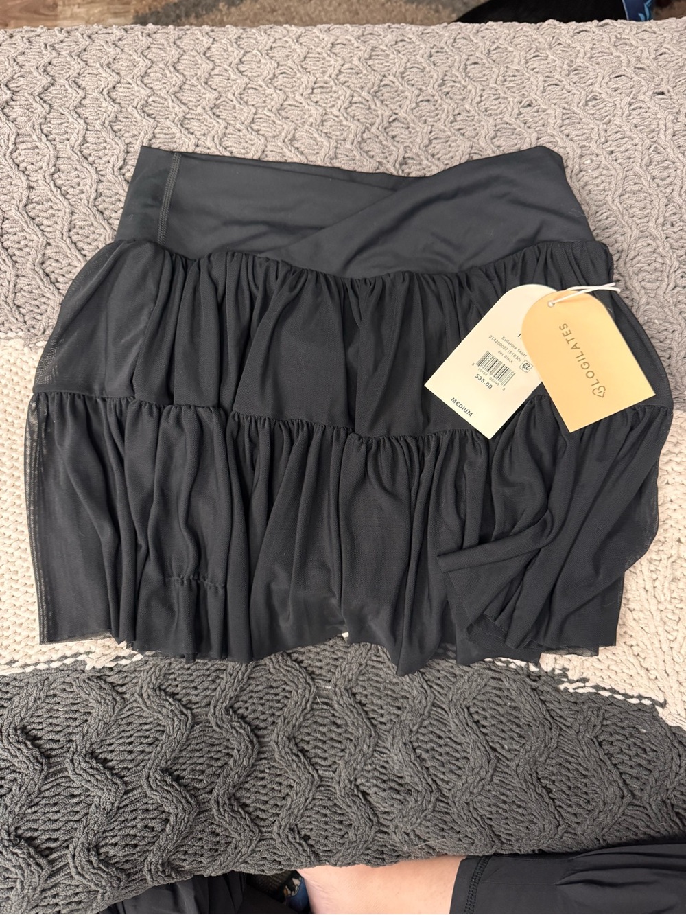 Blogilates Black Ruched Tier Mini Skirt